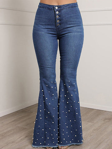 Airchics jeans longue flare bootcut évasé slim élégant femme denim pantalons